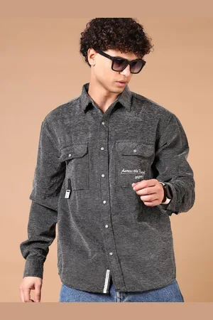 V-Mart Men Textured Spread Collar Cotton Casual Shirt