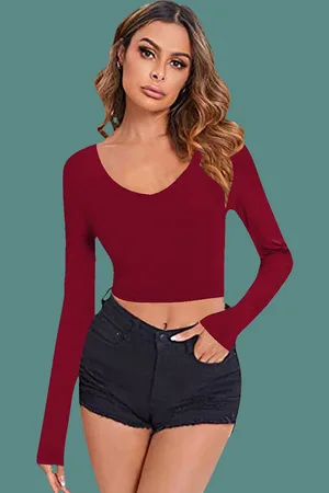Dream Beauty Fashion Women Scoop Neck Crop Top