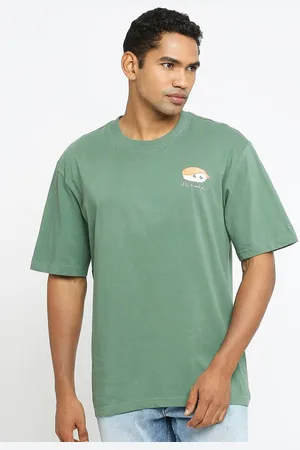 Basics Drop-Shoulder Sleeves Cotton Relaxed Fit T-shirt