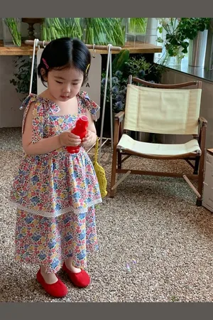 LULU & SKY Girls Floral Printed Maxi Dress