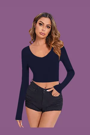 Dream Beauty Fashion Women V-Neck Fitted Crop Top