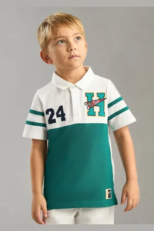 Max Collection Boys Colourblocked Polo Collar Cotton T-shirt
