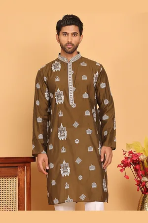 Jompers Floral Embroidered Mandarin Collar Silk Thread Work Straight Kurta