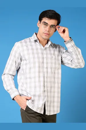 V-Mart Men Spread Collar Grid Tattersall Checked Cotton Casual Shirt