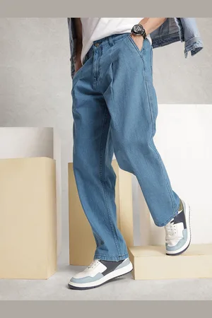 WROGN Men Loose Fit Pleated Pure Cotton Jeans