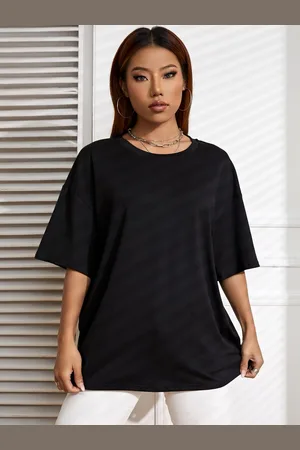 Corsica Women Solid Round Neck Cotton Relaxed Fit T-shirt