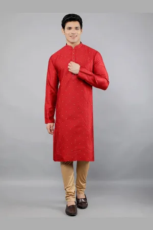 Manish Creations Floral Woven Design Mandarin Collar Jacquard Straight Kurta With Churidar