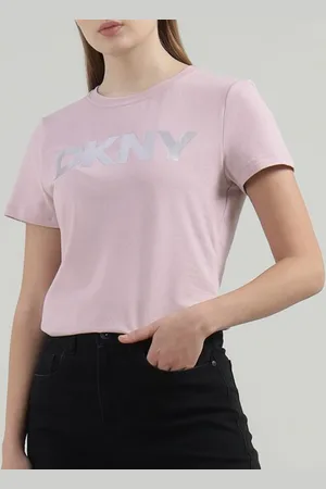 DKNY Women Typography Printed Round Neck Cotton T-shirt
