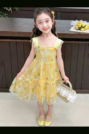 LULU & SKY Girls Floral Printed Fit and Flare Dress