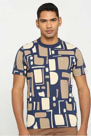 Basics Abstract Printed Cotton Slim Fit T-shirt