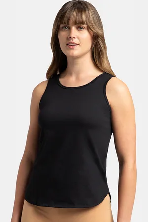 Jockey Super Combed Cotton Rich Solid Curved Hem Styled Tank Top -AW77