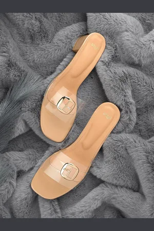 Styli Women Open Toe Block Sandals with Buckles