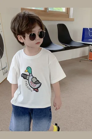 LULU & SKY Boys Graphic Printed Round Neck Cotton Oversized T-shirt