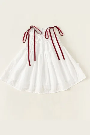 LULU & SKY Girls Tie-Ups Detail Cotton A line Dress