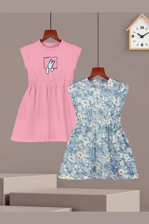 HELLCAT Girls - Pack of 2 Graphic Printed Round Neck Sleeveless A-Line Dress