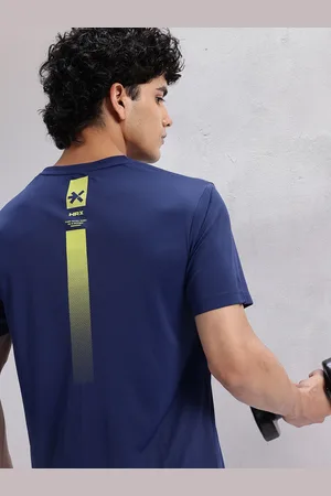 HRX Men Striped Rapid-Dry Training T-shirt