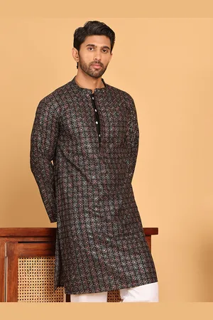 Jompers Floral Embroidered Mandarin Collar Thread Work Straight Kurta