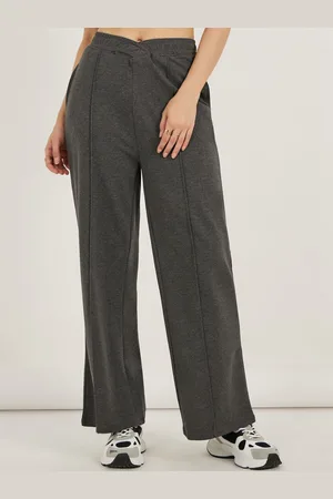 Styli Women High Waist Wide Leg Track Pants With Cross Waist Band Detailed & CF Pin Tuck