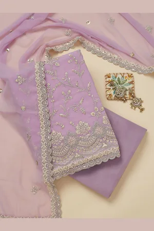 Koskii Floral Embroidered Thread work Unstitched Dress Material