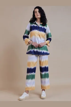 Corsica Tie & Dye Printed Shirt Collar Shirt With Trousers