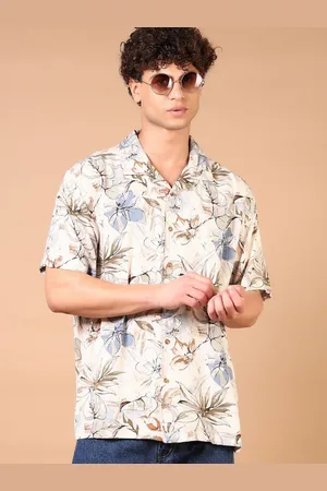 V-Mart Men Cuban Collar Floral Printed Cotton Casual Shirt