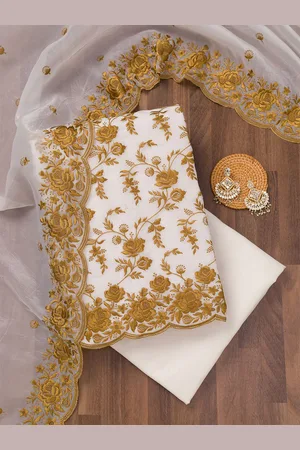 Koskii Ethnic Motifs Embroidered Tissue Unstitched Dress Material