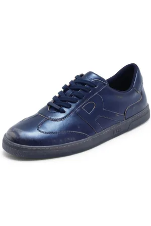 RARE RABBIT Men Mercure Metallic Blue Leather Sneakers