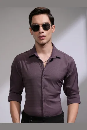 Highlander Men Slim Fit Spread Collar Textured Formal Shirt