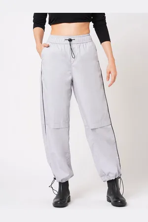 Globus Women Cement Grey Loose Fit Mid-Rise Flat Front Cargo Trousers