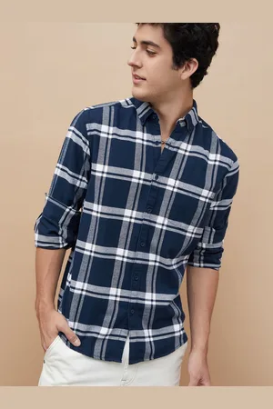 Lifestyle Men Button-Down Collar Checked Cotton Casual Shirt