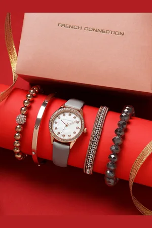 French Connection Women Embellished Analogue Watch FCW15GRL Gift Set