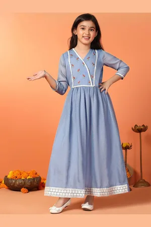 Sangria Girls Embroidered Anarkali Maxi Dress