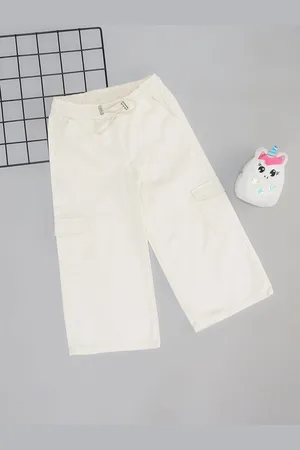 Pantaloons Girls Pure Cotton Flared Cargos Trousers