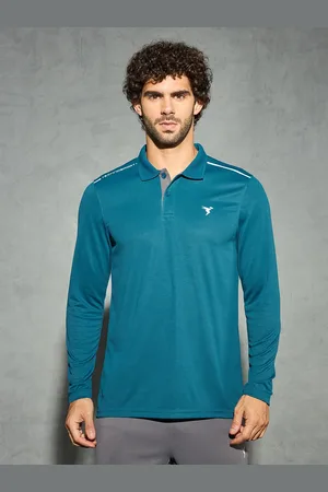 TECHNOSPORT Men Solid Polo Collar Antimicrobial Slim Fit Sport T-shirt