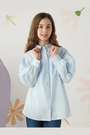 Max Collection Girls Relaxed Fit Spread Collar Solid Cotton Casual Shirt
