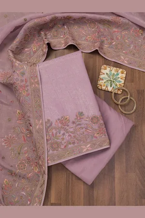 Koskii Floral Embroidered Sequinned Unstitched Dress Material