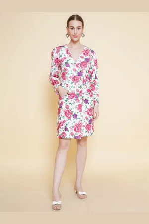 BAESD Women Floral Printed V-Neck Blazer Dresses