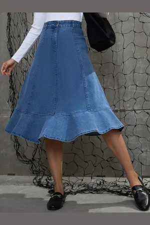 Sassafras Women Solid A-Line Midi Flared Midi Skirt