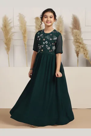 Sangria Girls Embroidered Anarkali Maxi Dress