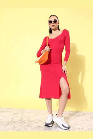 Mast & Harbour Ribbed Sheath Midi Dress