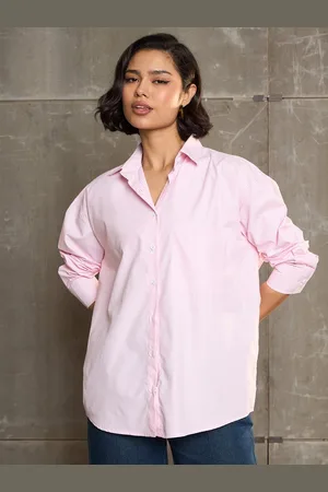 Sassafras Women Relaxed Fit Spread Collar Vertical Striped Casual Shirt