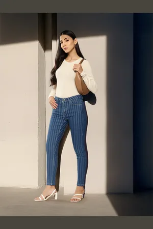 Chemistry Women Skinny Fit Striped Stretchable Jeans