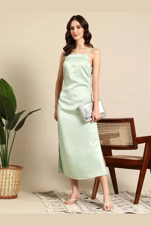 Mast & Harbour Satin Slits A-Line Midi Dress