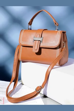 French Connection PU Embroidered Satchel Bag