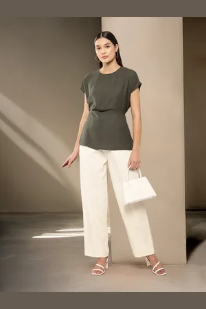 Chemistry Round Neck Cinched Waist Top