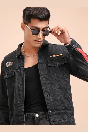 LocoMotive Men Black Printed Jacket