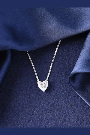 CLARA 925 Sterling Silver Rhodium-Plated Contemporary Cubic Zirconia Pendant With Chain