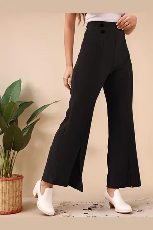 Mast & Harbour Women Flared High-Rise Front Slits Wide Leg Trouser