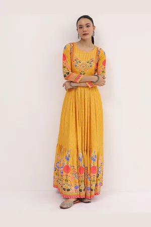 KALKI Fashion Embroidered Flared Ethnic Dress