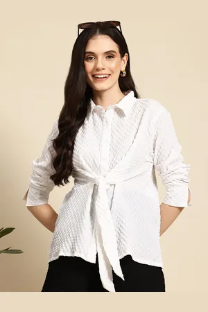 Mast & Harbour Front Tie-Up Textured Shirt